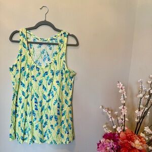 Lilly Pulitzer Yellow and Blue Floral Swing Tank in Size Large